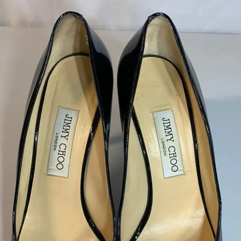 Jimmy Choo Pumps Black Patent Leather Pointed Toe Heels - Picture 6 of 14